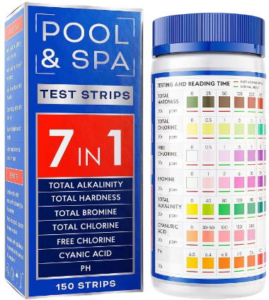 BestProd 7-in-1 Pool & Spa Test Strips – 150 Quick Water Testing Strips for pH
